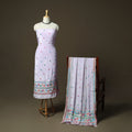 Phulkari hand embroidered crepe silk 3pc unstitched dress