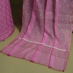Pink Hand Embroidery 2pc Mul Chanderi Chikankari Dress Material