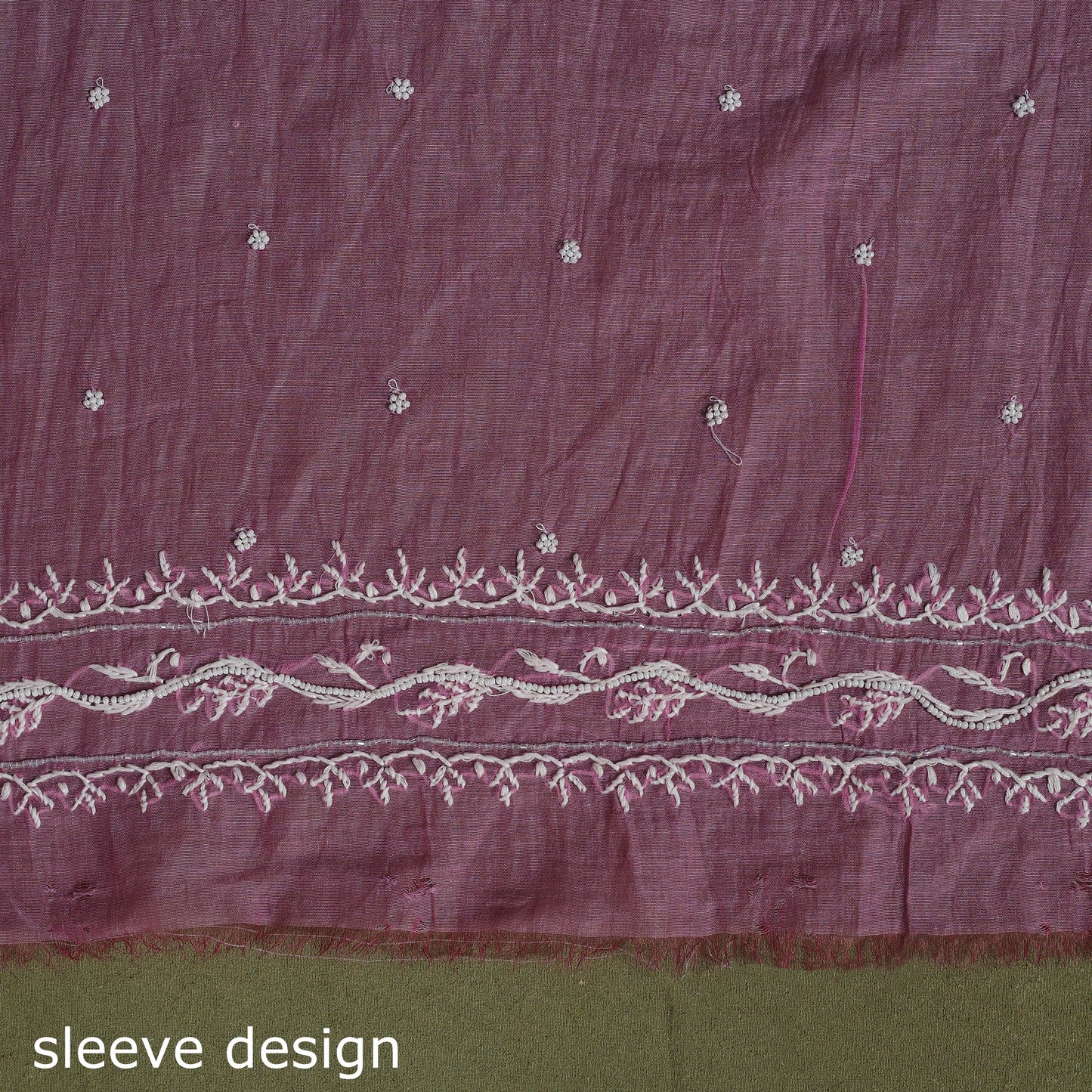 Pink Hand Embroidery 2pc Mul Chanderi Chikankari Dress Material