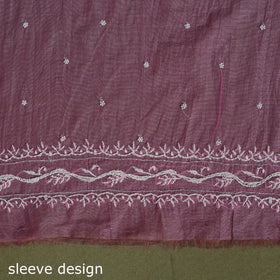 Pink Hand Embroidery 2pc Mul Chanderi Chikankari Dress Material