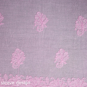 Pink Hand Embroidery Mul Cotton Chikankari Kurta Material 