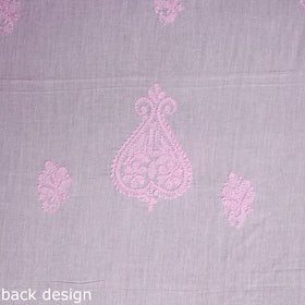Pink Hand Embroidery Mul Cotton Chikankari Kurta Material 