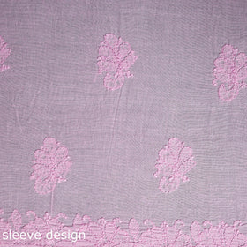 Pink Hand Embroidery Mul Cotton Chikankari Kurta Material 
