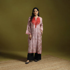 Purple - shibori tie-dye aari hand embroidery kashmiri wool