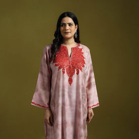 Purple - shibori tie-dye aari hand embroidery kashmiri wool