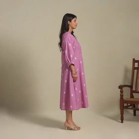 Purple - pintuck cotton jacquard dress 06 - handcrafted