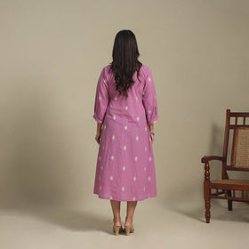 Purple - pintuck cotton jacquard dress 06 - handcrafted