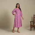 Purple - pintuck cotton jacquard dress 06 - handcrafted