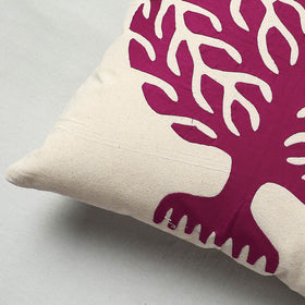 Purple Pipli Applique Work Cotton Cushion Cover