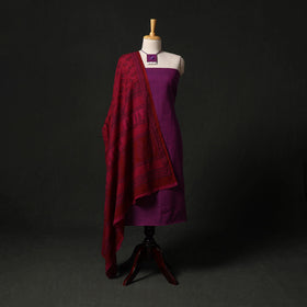 Plain cotton 2pc unstitched dress material with jewellery