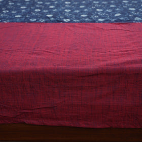 Purple - Plain Cotton Double Bed Cover with Block Print Patchwork (94 x 89 In)