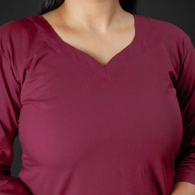 Buy Purple Plain Cotton Long Kurta Online at iTokri.com