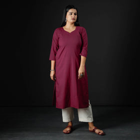 Buy Purple Plain Cotton Long Kurta Online at iTokri.com