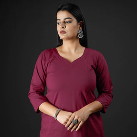 Buy Purple Plain Cotton Long Kurta Online at iTokri.com