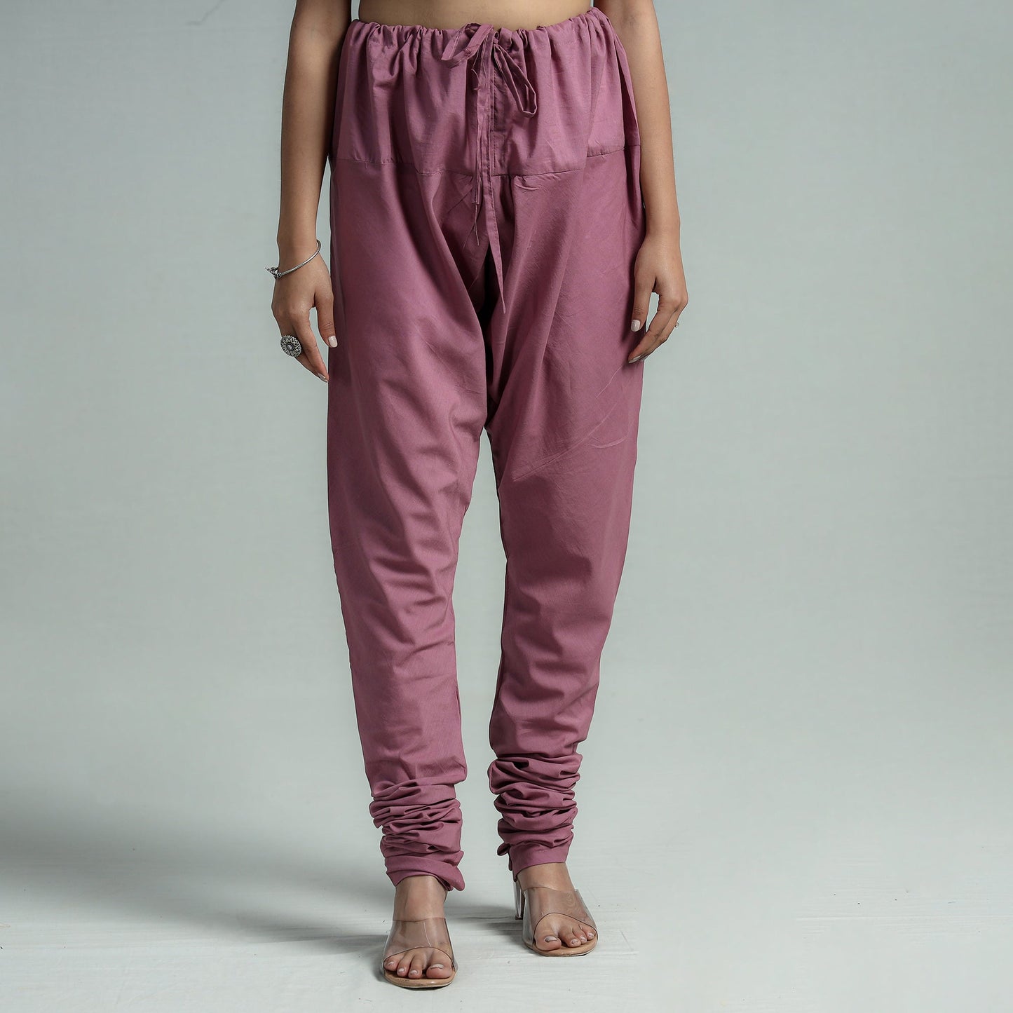 Purple - plain dyed cotton ankle length churidar