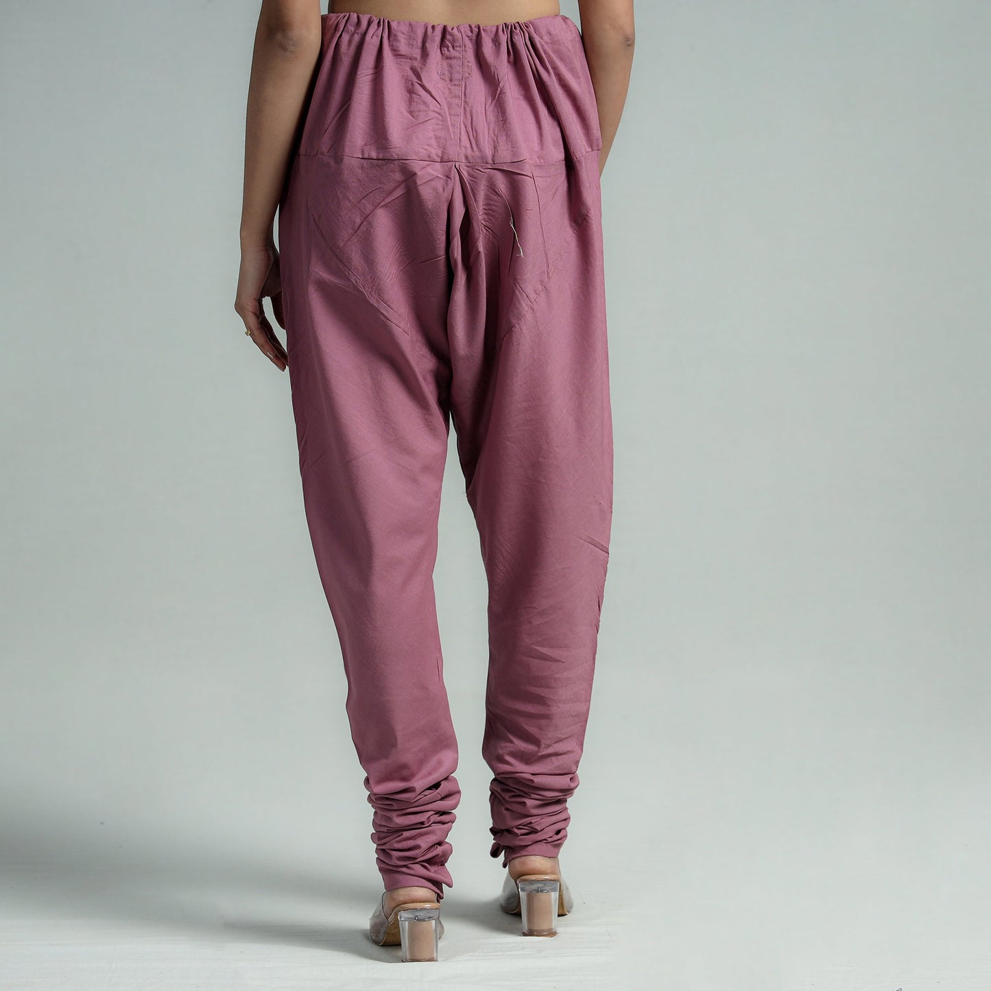 Purple - plain dyed cotton ankle length churidar