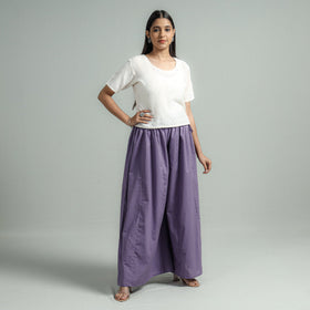  Plain Dyed Cotton Flared Palazzo 