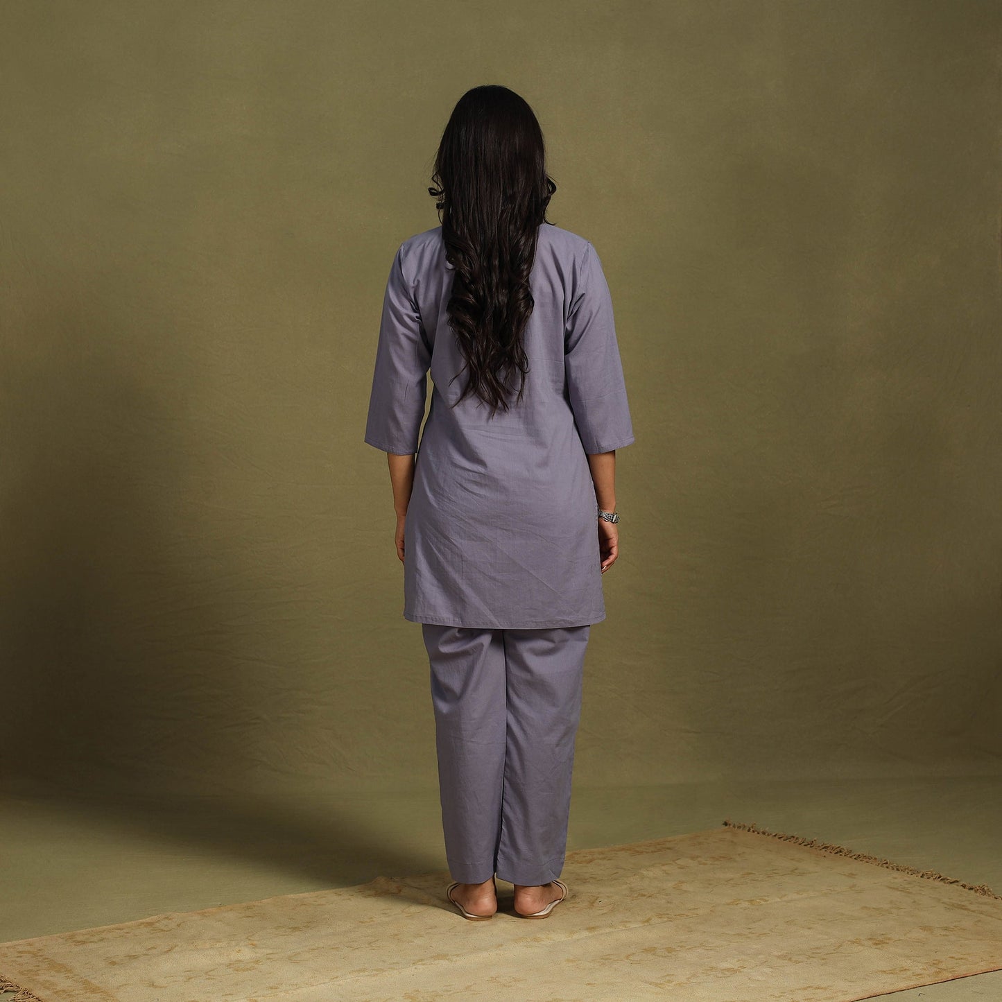 Purple Plain Dyed Cotton Co-Ord Set