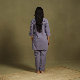 Purple Plain Dyed Cotton Co-Ord Set