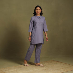 Purple Plain Dyed Cotton Co-Ord Set