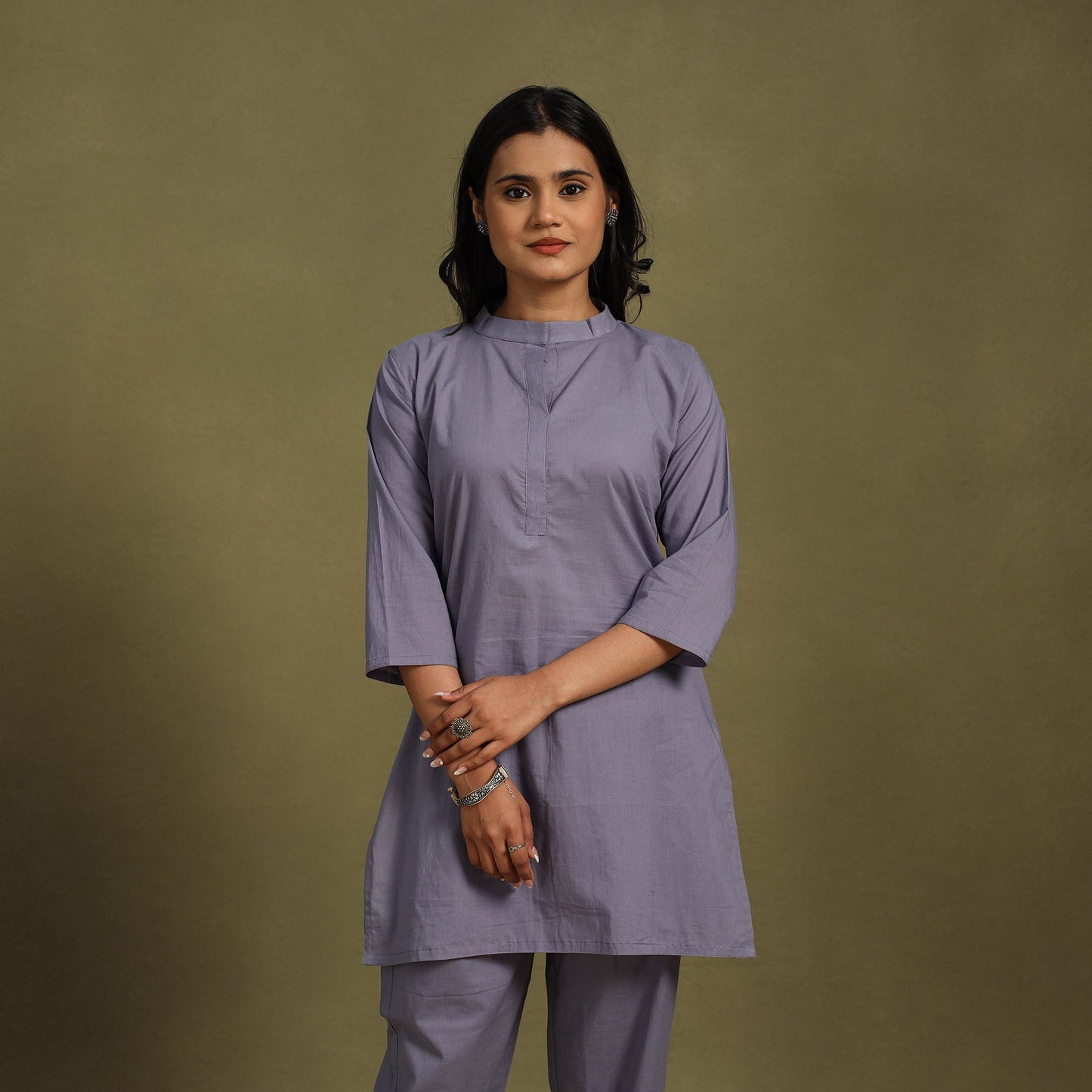 Purple Plain Dyed Cotton Co-Ord Set