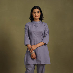Purple Plain Dyed Cotton Co-Ord Set