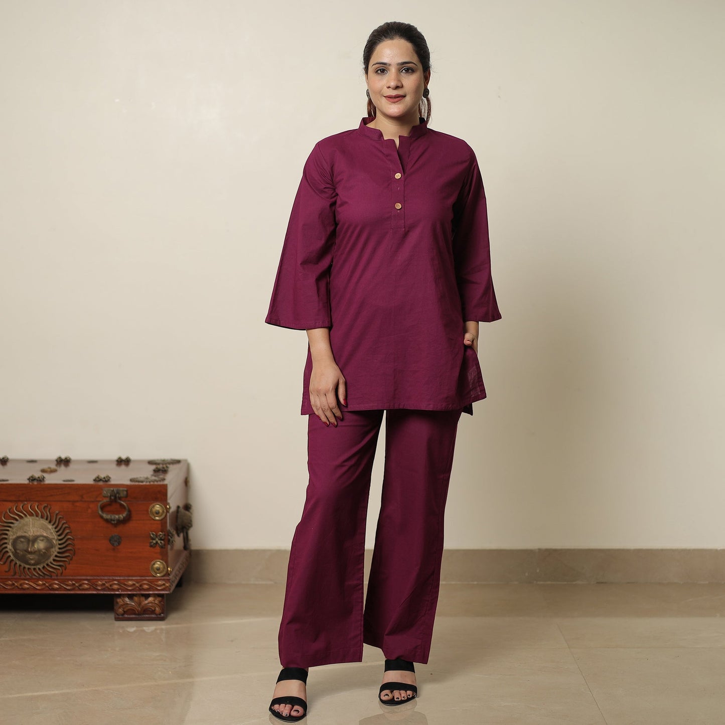 Purple - plain dyed cotton co-ord set 10 - handcrafted