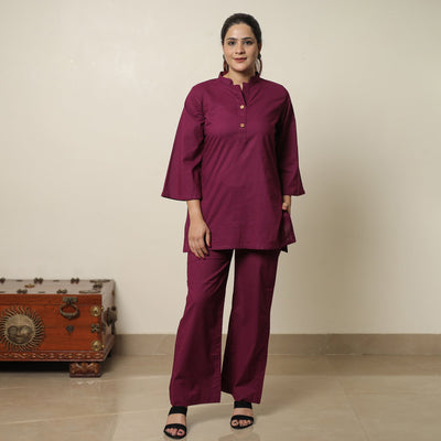 Purple - plain dyed cotton co-ord set 10 - handcrafted