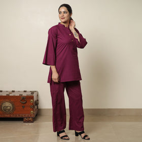 Purple - plain dyed cotton co-ord set 10 - handcrafted
