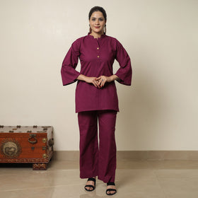 Purple - plain dyed cotton co-ord set 10 - handcrafted