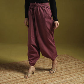 Purple - plain flex cotton elasticated harem pant 11