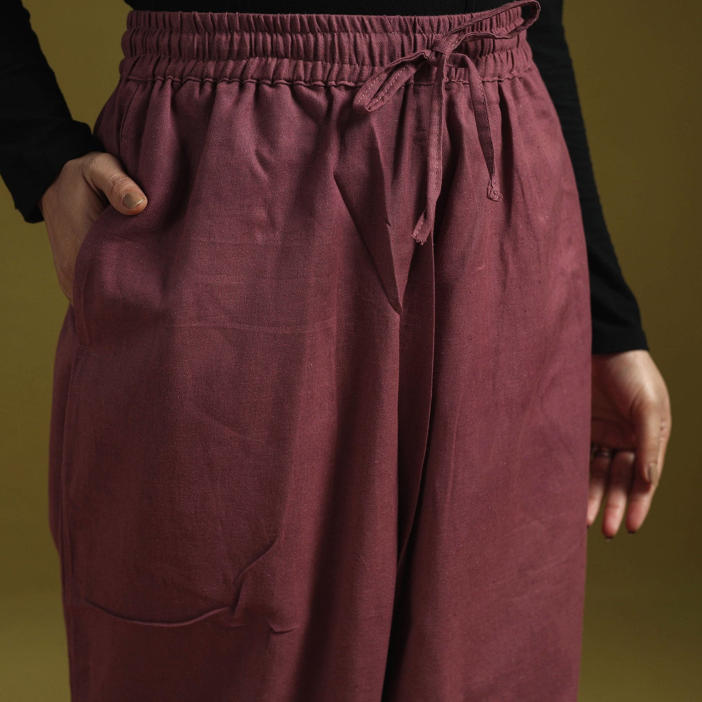 Purple - plain flex cotton elasticated harem pant 11