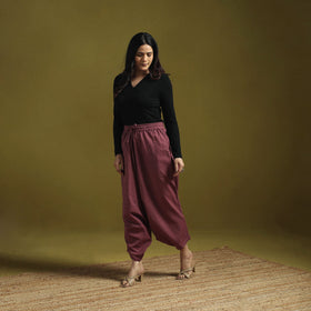 Purple - plain flex cotton elasticated harem pant 11