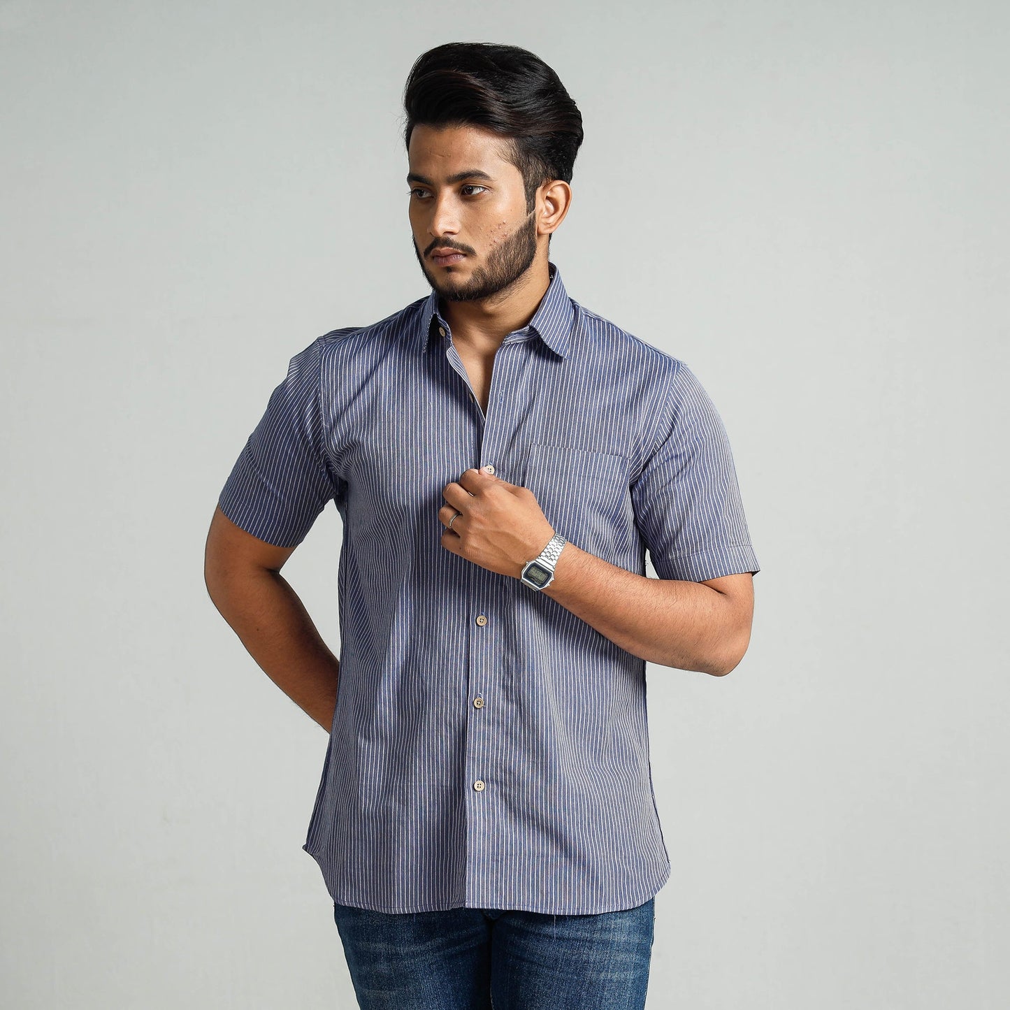 Buy Plain Handloom Cotton Men Half Sleeve Shirt Online at iTokri.com