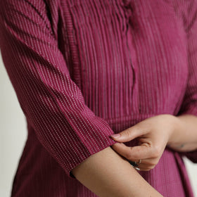 Buy Plain Running Stitch Cotton Pintuck Long Kurta Online at iTokri.com