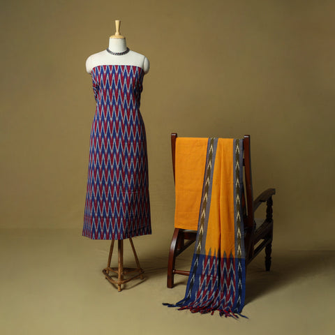 Pochampally ikat 3pc cotton unstitched dress material 28