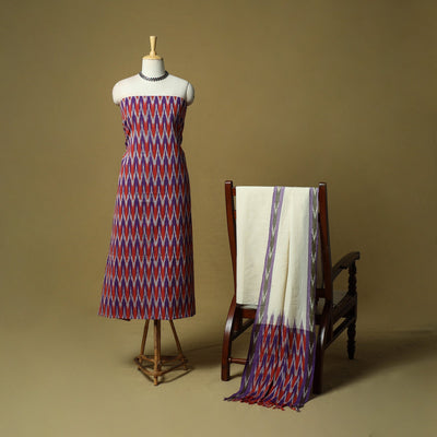 Pochampally ikat 3pc cotton unstitched dress material 47
