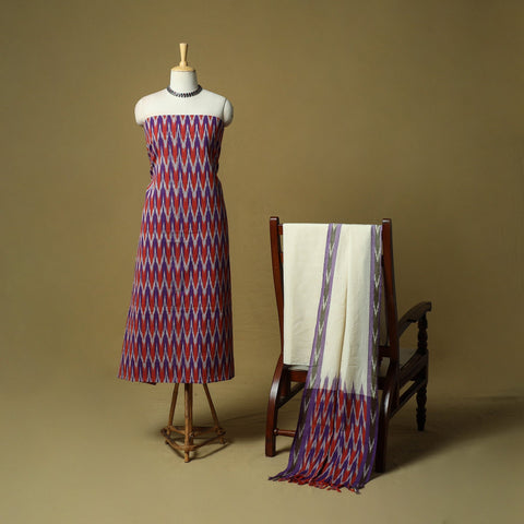 Pochampally ikat 3pc cotton unstitched dress material 47