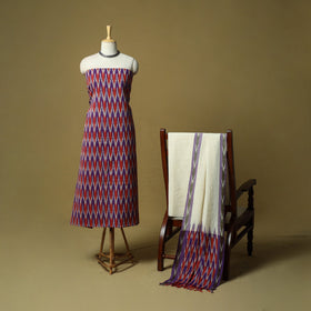 Pochampally ikat 3pc cotton unstitched dress material 47
