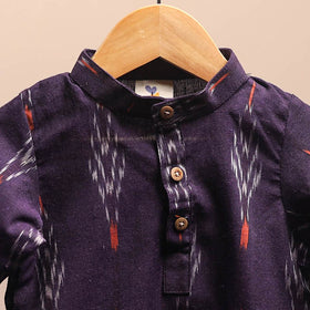 Purple - pochampally ikat cotton kids kurta (6-12 months)
