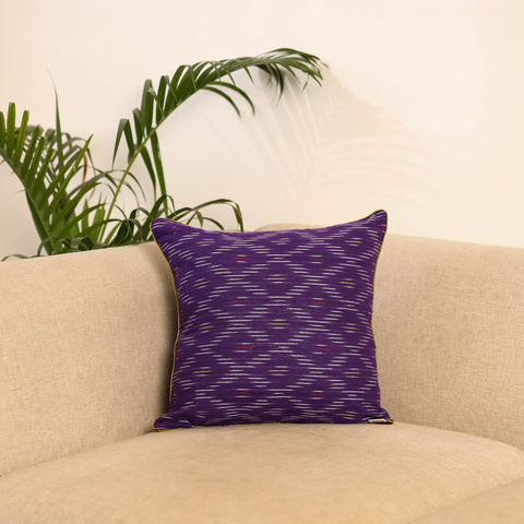 Purple - pochampally ikat cushion cover 13 - handcrafted
