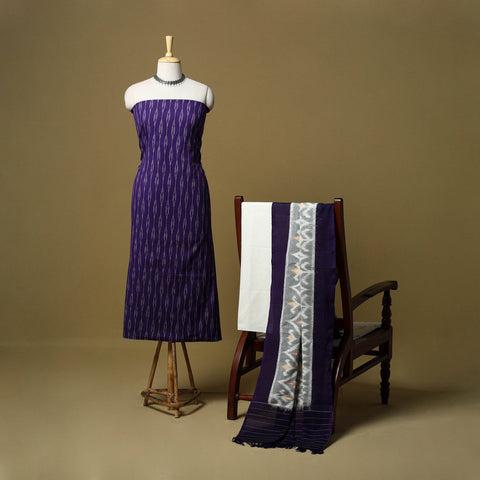 Pochampally ikat handloom cotton 3pc unstitched dress