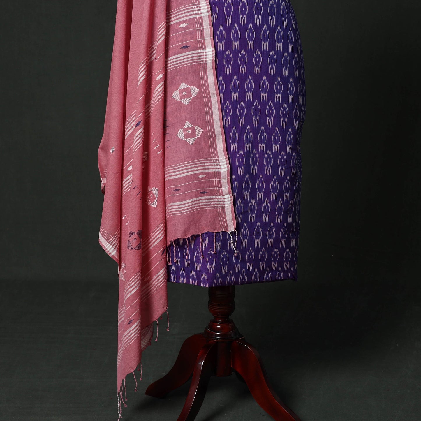 Pochampally ikat mercerised cotton 2pc unstitched dress