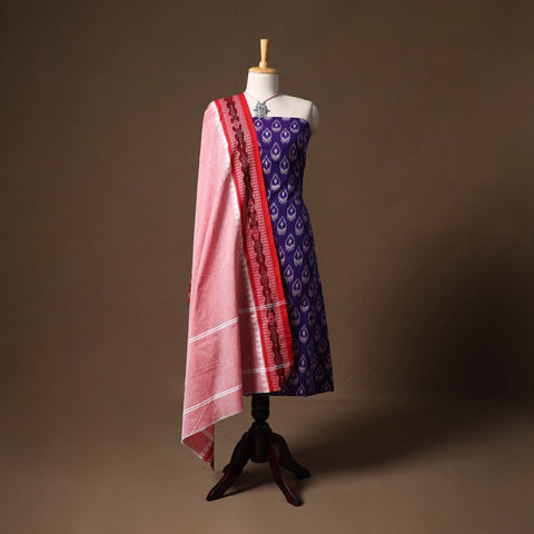 Pochampally ikat mercerised cotton 2pc unstitched dress