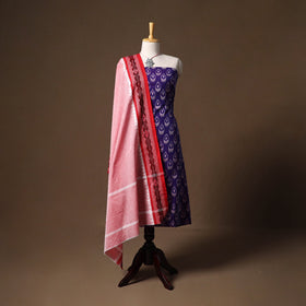 Pochampally ikat mercerised cotton 2pc unstitched dress