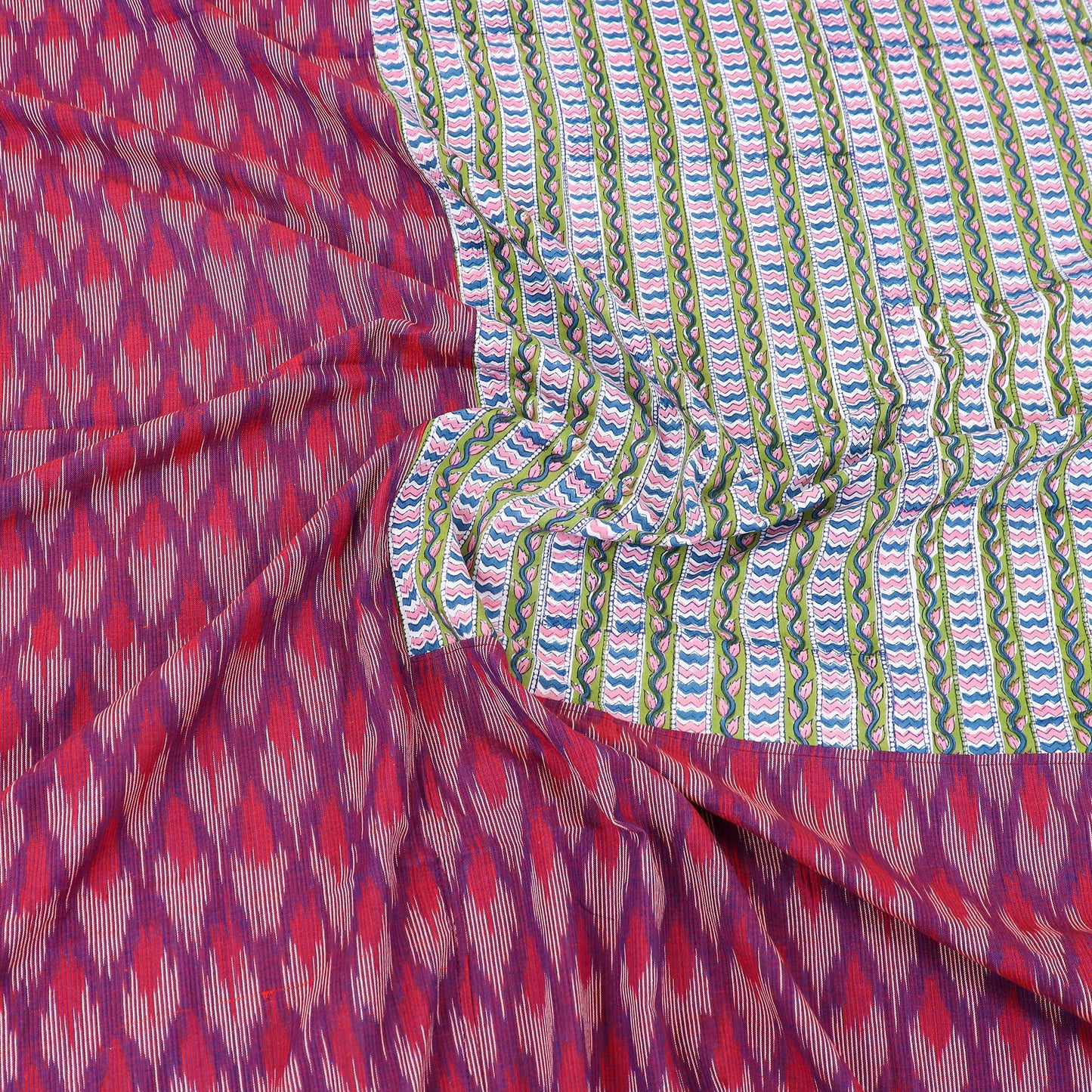 Purple - pochampally ikat with sanganeri patch cotton