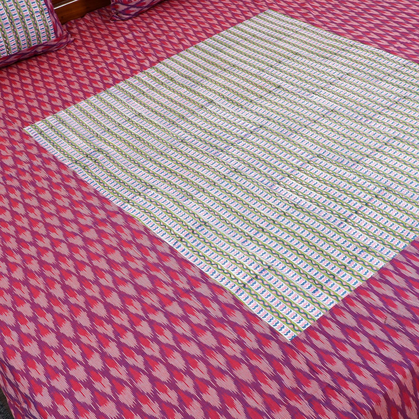 Purple - pochampally ikat with sanganeri patch cotton