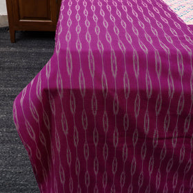 Purple Pochampally Ikat with Sanganeri Patch Cotton Bedsheet Set