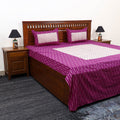 Purple Pochampally Ikat with Sanganeri Patch Cotton Bedsheet Set