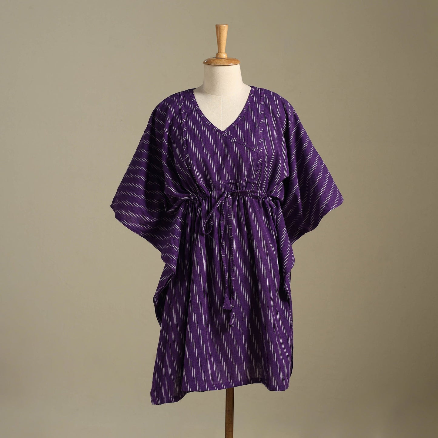 Purple Pochampally Ikat Weave Cotton Kaftan (Medium)